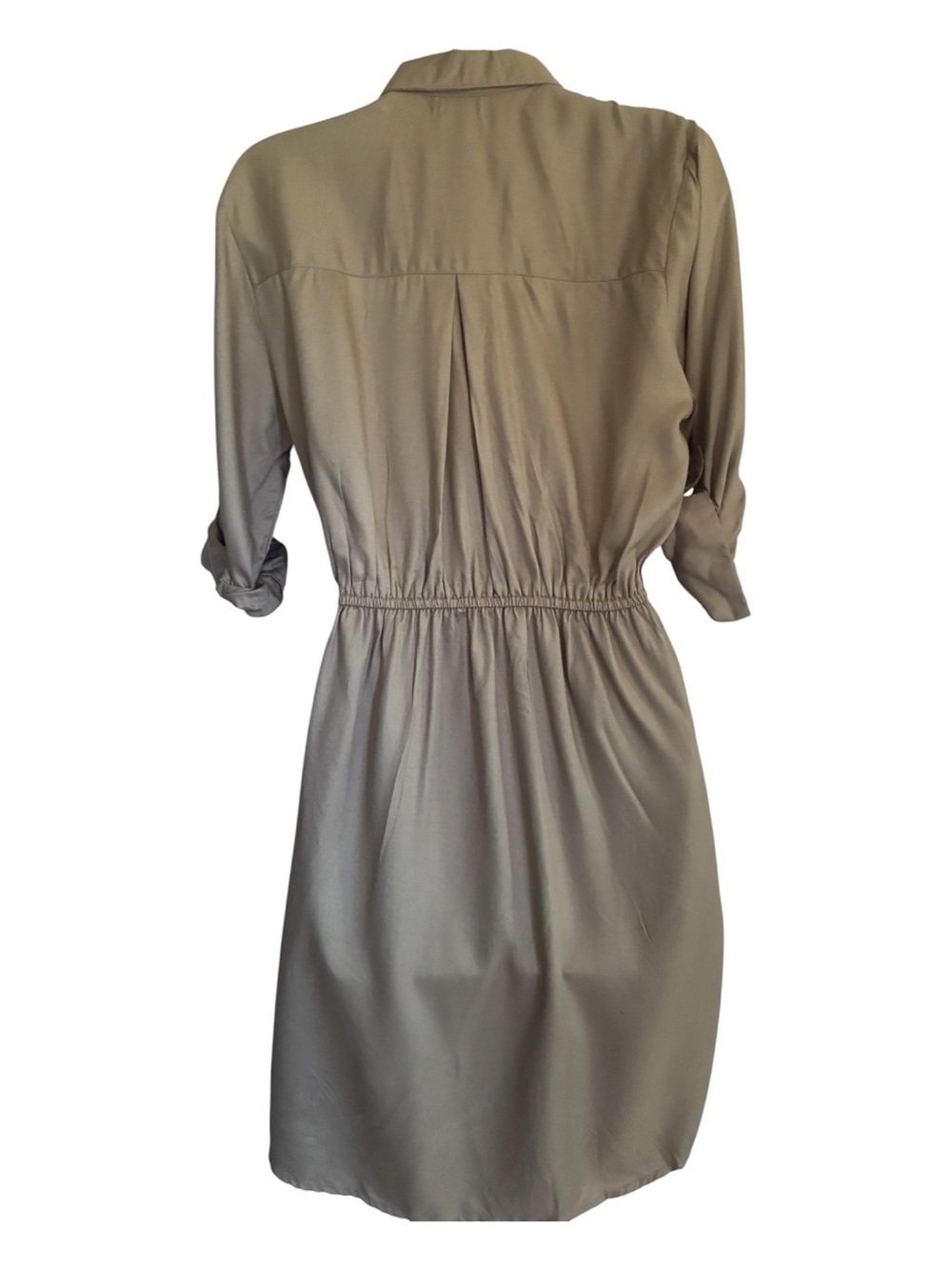 Japna Utility Shirt Dress Drawstring Waist Army Olive Green 100% Viscose Sz M - Picture 4 of 6